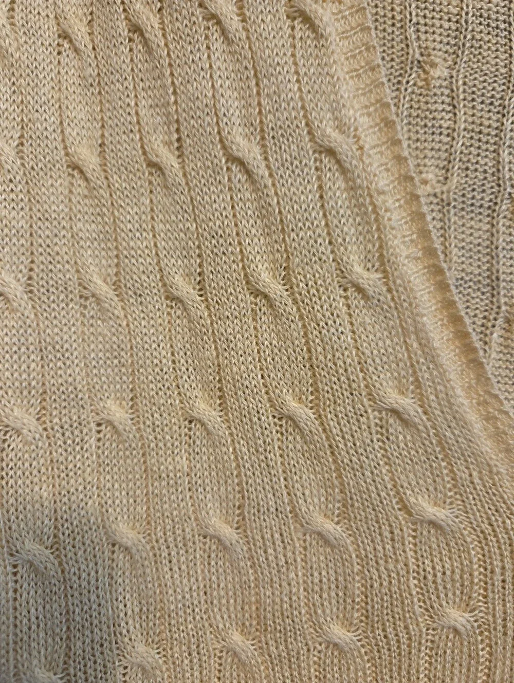 J. Crew Cable‎ Knit Linen V-Neck Sweater Vest Y2K Vintage Butter Yellow Size S